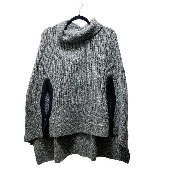 Something Else By Natalie Wood Gray Knit Turtleneck Shawl Pullover Sweater Sz L - Picture 1 of 9